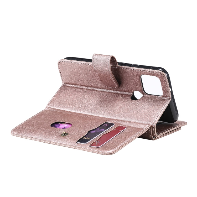 For Google Pixel 5 Multifunctional Magnetic Copper Buckle Horizontal Flip Leather Case with Bracket & 10 Card Slots & Wallet & Photo Frame(Rose Gold) - Google Cases by buy2fix | Online Shopping UK | buy2fix