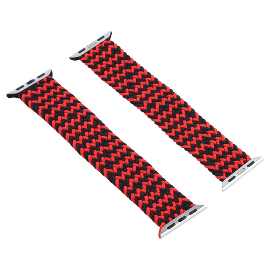 Mixed Color Nylon Braided Single Loop Watch Band For Apple Watch Ultra 49mm&Watch Ultra 2 49mm / Series 9&8&7 45mm / SE 3&SE 2&6&SE&5&4 44mm / 3&2&1 42mm, Size:L(Red Black) by buy2fix