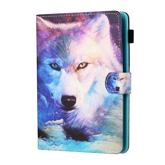 For 7 inch Tablet PC Universal Sewing Thread Horizontal Painted Flat Leather Case with Pen Cover & Anti Skid Strip & Card Slot & Holder(Wolf) - 7 inch by buy2fix | Online Shopping UK | buy2fix