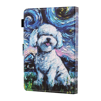 For 10 inch Tablet PC Universal Sewing Thread Horizontal Painted Flat Leather Case with Pen Cover & Anti Skid Strip & Card Slot & Holder(Oil Painting Dog) - 10 - 11 inch by buy2fix | Online Shopping UK | buy2fix