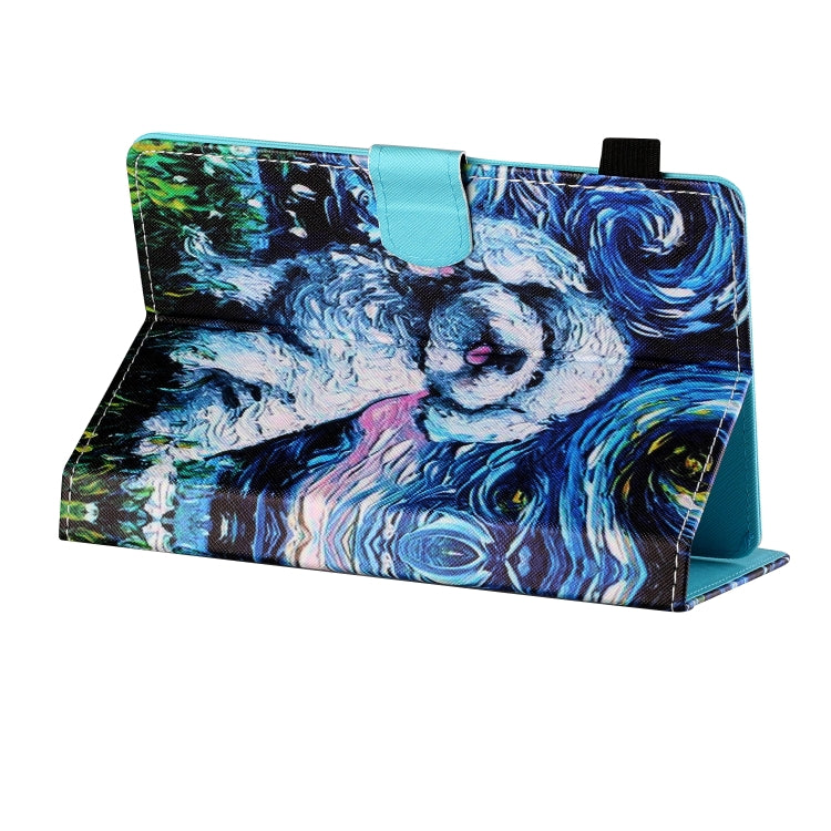 For 10 inch Tablet PC Universal Sewing Thread Horizontal Painted Flat Leather Case with Pen Cover & Anti Skid Strip & Card Slot & Holder(Oil Painting Dog) - 10 - 11 inch by buy2fix | Online Shopping UK | buy2fix
