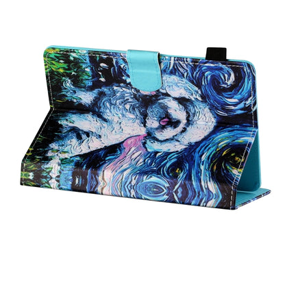 For 10 inch Tablet PC Universal Sewing Thread Horizontal Painted Flat Leather Case with Pen Cover & Anti Skid Strip & Card Slot & Holder(Oil Painting Dog) - 10 - 11 inch by buy2fix | Online Shopping UK | buy2fix