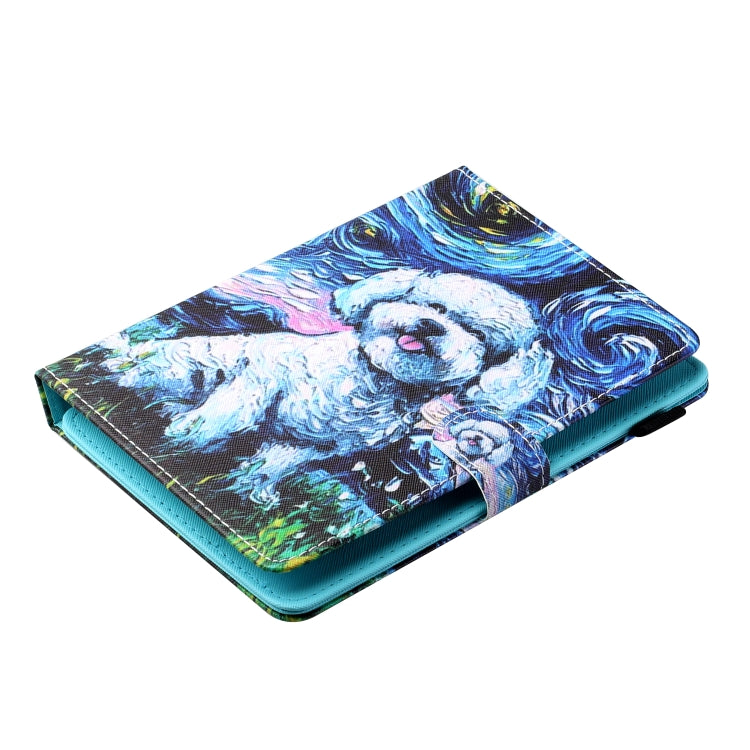 For 10 inch Tablet PC Universal Sewing Thread Horizontal Painted Flat Leather Case with Pen Cover & Anti Skid Strip & Card Slot & Holder(Oil Painting Dog) - 10 - 11 inch by buy2fix | Online Shopping UK | buy2fix