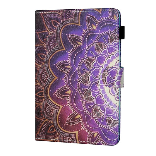 For 10 inch Tablet PC Universal Sewing Thread Horizontal Painted Flat Leather Case with Pen Cover & Anti Skid Strip & Card Slot & Holder(Datura Flowers) - 10 - 11 inch by buy2fix | Online Shopping UK | buy2fix
