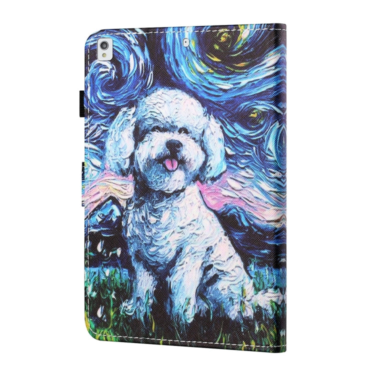 For iPad 10.2 / iPad Air 10.5 2019 Sewing Thread Horizontal Painted Flat Leather Case with Pen Cover & Anti Skid Strip & Card Slot & Holder & Sleep / Wake-up Function(Oil Painting Dog) - iPad 10.2 Cases by buy2fix | Online Shopping UK | buy2fix