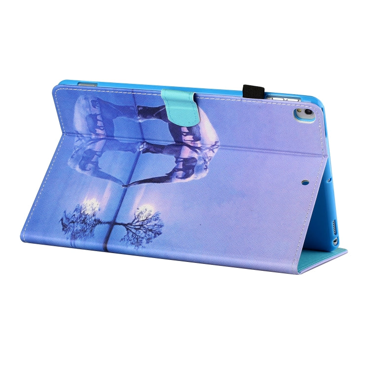 For iPad 10.2 / iPad Air 10.5 2019 Sewing Thread Horizontal Painted Flat Leather Case with Pen Cover & Anti Skid Strip & Card Slot & Holder & Sleep / Wake-up Function(Tree And Elephant) - iPad 10.2 Cases by buy2fix | Online Shopping UK | buy2fix