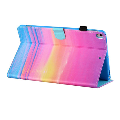 For iPad 10.2 / iPad Air 10.5 2019 Sewing Thread Horizontal Painted Flat Leather Case with Pen Cover & Anti Skid Strip & Card Slot & Holder & Sleep / Wake-up Function(Sunrise) - iPad 10.2 Cases by buy2fix | Online Shopping UK | buy2fix