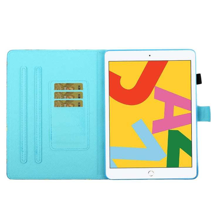 For iPad 10.2 / iPad Air 10.5 2019 Sewing Thread Horizontal Painted Flat Leather Case with Pen Cover & Anti Skid Strip & Card Slot & Holder & Sleep / Wake-up Function(Horse) - iPad 10.2 Cases by buy2fix | Online Shopping UK | buy2fix