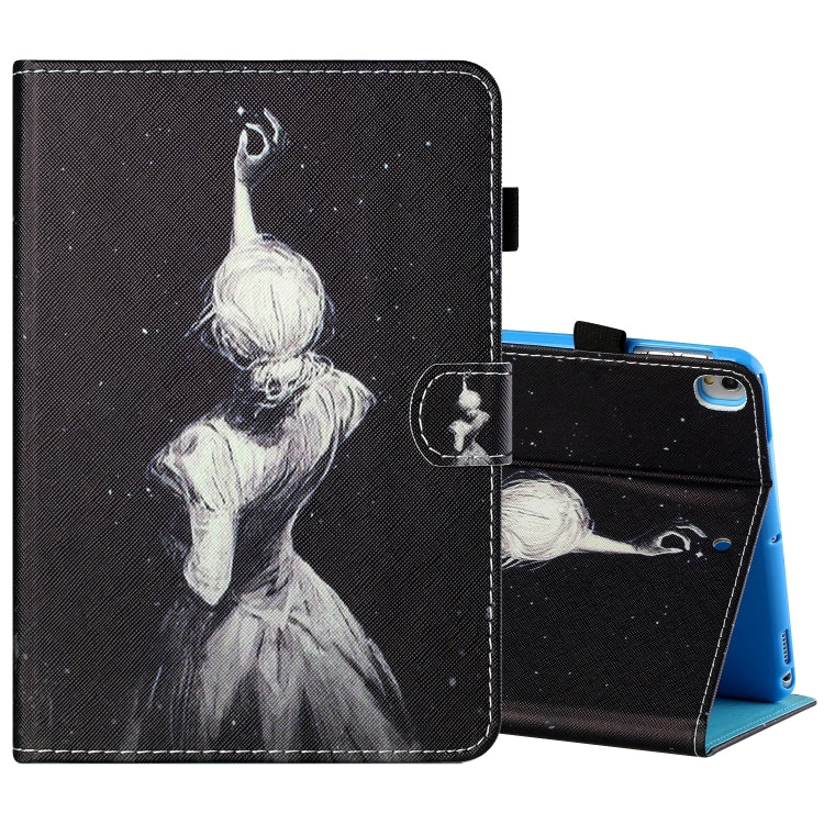 For iPad 10.2 / iPad Air 10.5 2019 Sewing Thread Horizontal Painted Flat Leather Case with Pen Cover & Anti Skid Strip & Card Slot & Holder & Sleep / Wake-up Function(Star Girl) - iPad 10.2 Cases by buy2fix | Online Shopping UK | buy2fix
