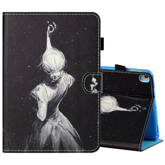 For iPad 10.2 / iPad Air 10.5 2019 Sewing Thread Horizontal Painted Flat Leather Case with Pen Cover & Anti Skid Strip & Card Slot & Holder & Sleep / Wake-up Function(Star Girl) - iPad 10.2 Cases by buy2fix | Online Shopping UK | buy2fix