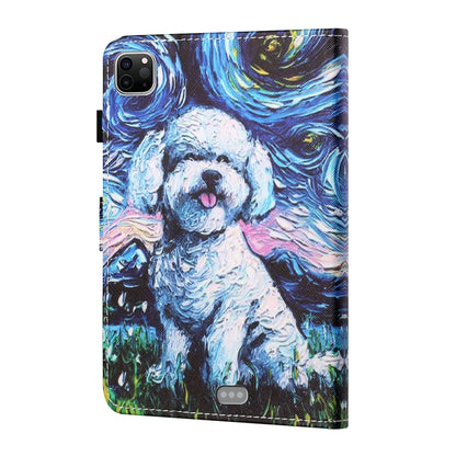 For iPad Pro 11 inch (2020) / (2018) Sewing Thread Horizontal Painted Flat Leather Tablet Case with Pen Cover & Anti Skid Strip & Card Slot & Holder & Sleep / Wake-up Function(Oil Painting Dog) - iPad Pro 11 (2020) Cases by buy2fix | Online Shopping UK | buy2fix