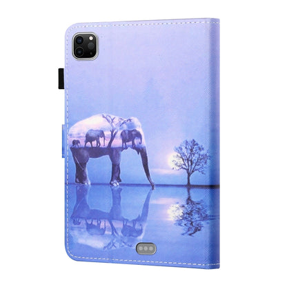 For iPad Pro 11 inch (2020) / (2018) Sewing Thread Horizontal Painted Flat Leather Tablet Case with Pen Cover & Anti Skid Strip & Card Slot & Holder & Sleep / Wake-up Function(Tree And Elephant) - iPad Pro 11 (2020) Cases by buy2fix | Online Shopping UK | buy2fix