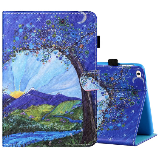 Sewing Thread Horizontal Painted Flat Leather Case with Pen Cover & Anti Skid Strip & Card Slot & Holder & Sleep / Wake-up Function For iPad Air 2(Sunrise With Tree) - More iPad Cases by buy2fix | Online Shopping UK | buy2fix