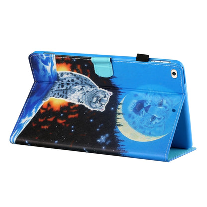 Sewing Thread Horizontal Painted Flat Leather Case with Pen Cover & Anti Skid Strip & Card Slot & Holder & Sleep / Wake-up Function For  iPad 9.7 (2018) / (2017)(Double Shadow Tiger) - iPad Pro 9.7 inch Cases by buy2fix | Online Shopping UK | buy2fix
