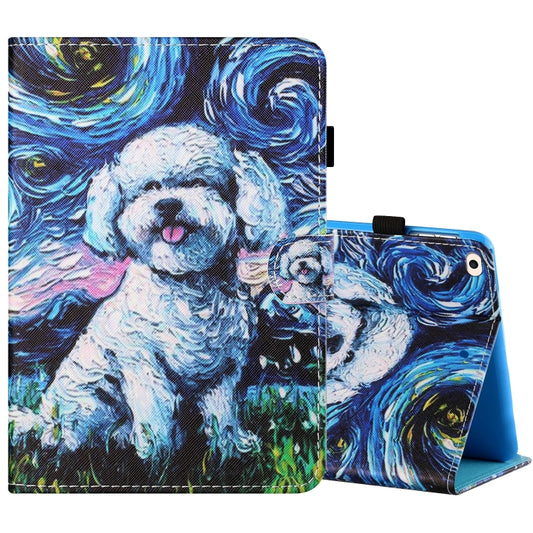 Sewing Thread Horizontal Painted Flat Leather Case with Pen Cover & Anti Skid Strip & Card Slot & Holder & Sleep / Wake-up Function For  iPad 9.7 (2018) / (2017)(Oil Painting Dog) - iPad Pro 9.7 inch Cases by buy2fix | Online Shopping UK | buy2fix