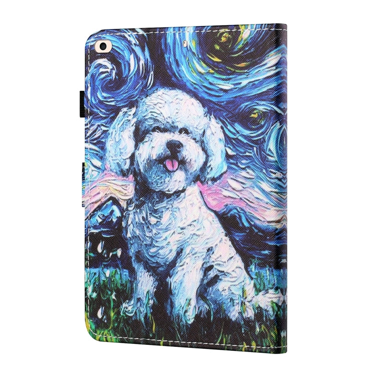 Sewing Thread Horizontal Painted Flat Leather Case with Pen Cover & Anti Skid Strip & Card Slot & Holder & Sleep / Wake-up Function For  iPad 9.7 (2018) / (2017)(Oil Painting Dog) - iPad Pro 9.7 inch Cases by buy2fix | Online Shopping UK | buy2fix