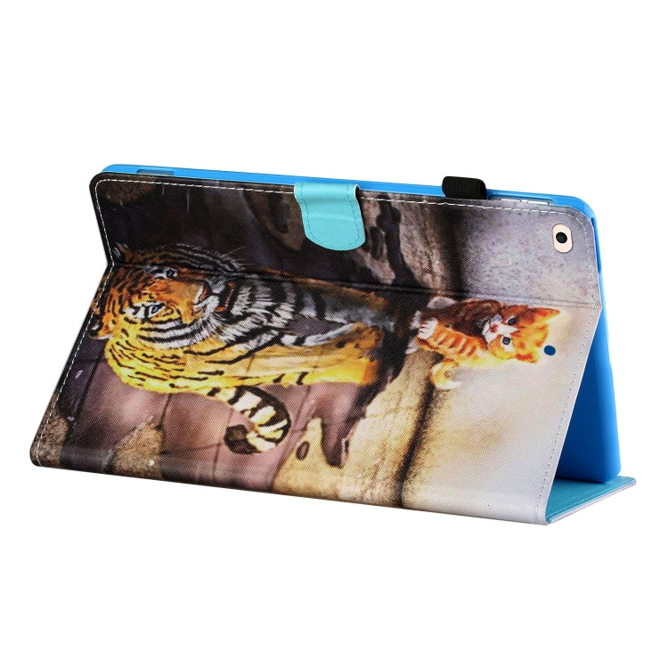 Sewing Thread Horizontal Painted Flat Leather Case with Pen Cover & Anti Skid Strip & Card Slot & Holder & Sleep / Wake-up Function For  iPad 9.7 (2018) / (2017)(Cat And Tiger) - iPad Pro 9.7 inch Cases by buy2fix | Online Shopping UK | buy2fix