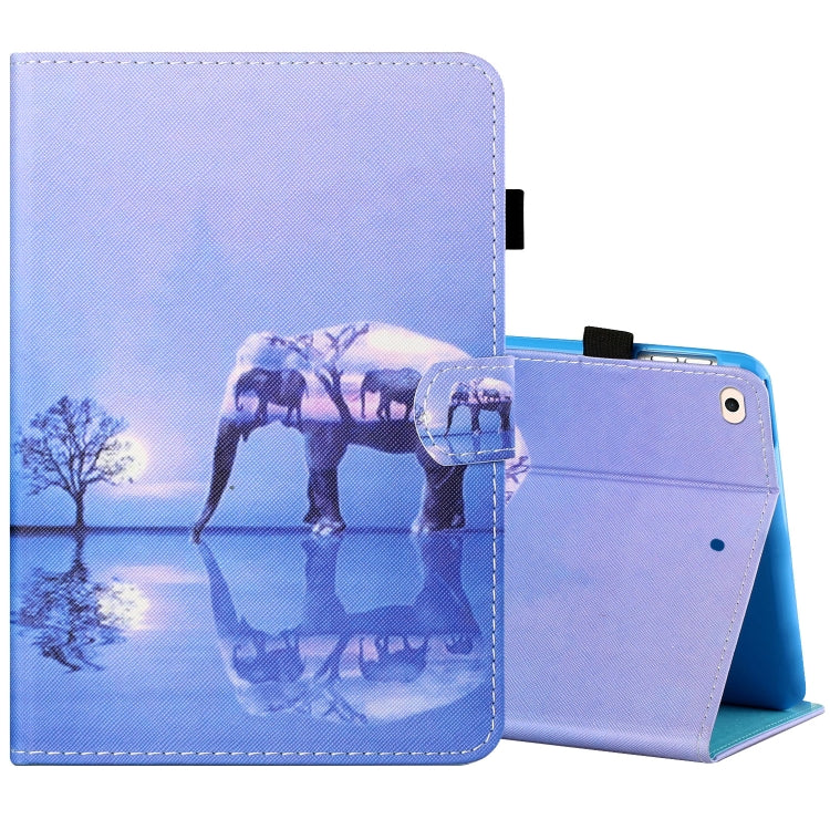 Sewing Thread Horizontal Painted Flat Leather Case with Pen Cover & Anti Skid Strip & Card Slot & Holder & Sleep / Wake-up Function For  iPad 9.7 (2018) / (2017)(Tree And Elephant) - iPad Pro 9.7 inch Cases by buy2fix | Online Shopping UK | buy2fix