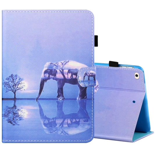 Sewing Thread Horizontal Painted Flat Leather Case with Pen Cover & Anti Skid Strip & Card Slot & Holder & Sleep / Wake-up Function For  iPad 9.7 (2018) / (2017)(Tree And Elephant) - iPad Pro 9.7 inch Cases by buy2fix | Online Shopping UK | buy2fix