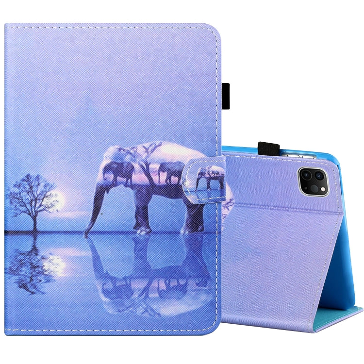 Sewing Thread Horizontal Painted Flat Leather Case with Pen Cover & Anti Skid Strip & Card Slot & Holder & Sleep / Wake-up Function For iPad Air 2022 / 2020 10.9(Tree And Elephant) - iPad Air (2022) / (2020) 10.9 Cases by buy2fix | Online Shopping UK | buy2fix