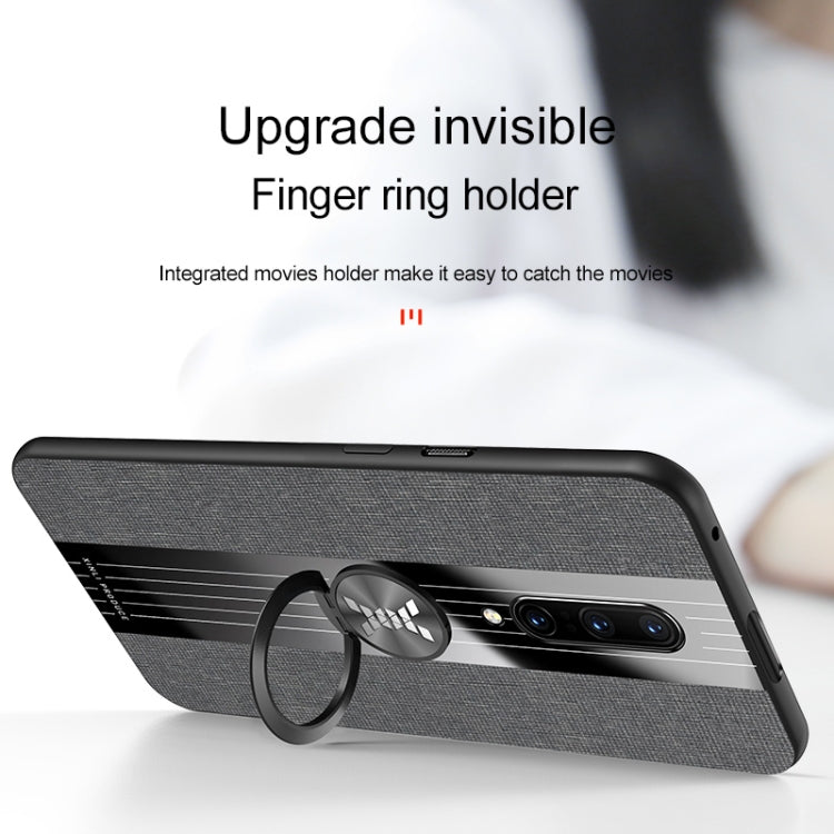 For OnePlus 7 Pro XINLI Stitching Cloth Texture Shockproof TPU Protective Case with Ring Holder(Blue) - OnePlus Cases by XINLI | Online Shopping UK | buy2fix