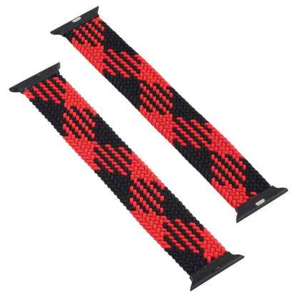Plastic Buckle Mixed Color Nylon Braided Single Loop Watch Band For Apple Watch Ultra 49mm&Watch Ultra 2 49mm / Series 9&8&7 45mm / SE 3&SE 2&6&SE&5&4 44mm / 3&2&1 42mm, Size:S(Checkered Red Black) by buy2fix