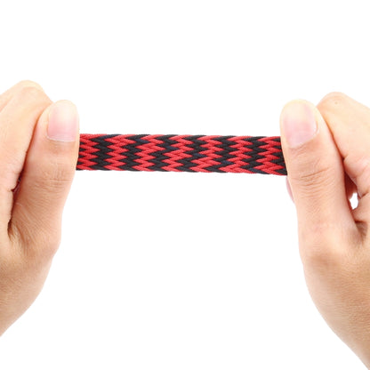 Plastic Buckle Mixed Color Nylon Braided Single Loop Watch Band For Apple Watch Ultra 49mm&Watch Ultra 2 49mm / Series 9&8&7 45mm / SE 3&SE 2&6&SE&5&4 44mm / 3&2&1 42mm, Size:S(Ripple Black Red) by buy2fix