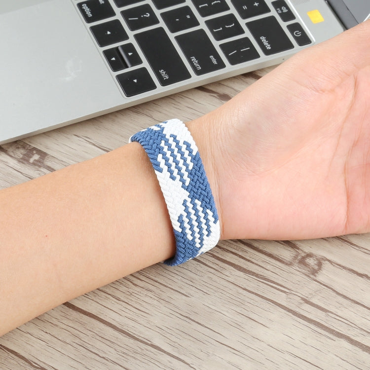 Plastic Buckle Mixed Color Nylon Braided Single Loop Watch Band For Apple Watch Ultra 49mm&Watch Ultra 2 49mm / Series 9&8&7 45mm / SE 3&SE 2&6&SE&5&4 44mm / 3&2&1 42mm, Size:M(Checkered Blue White) by buy2fix