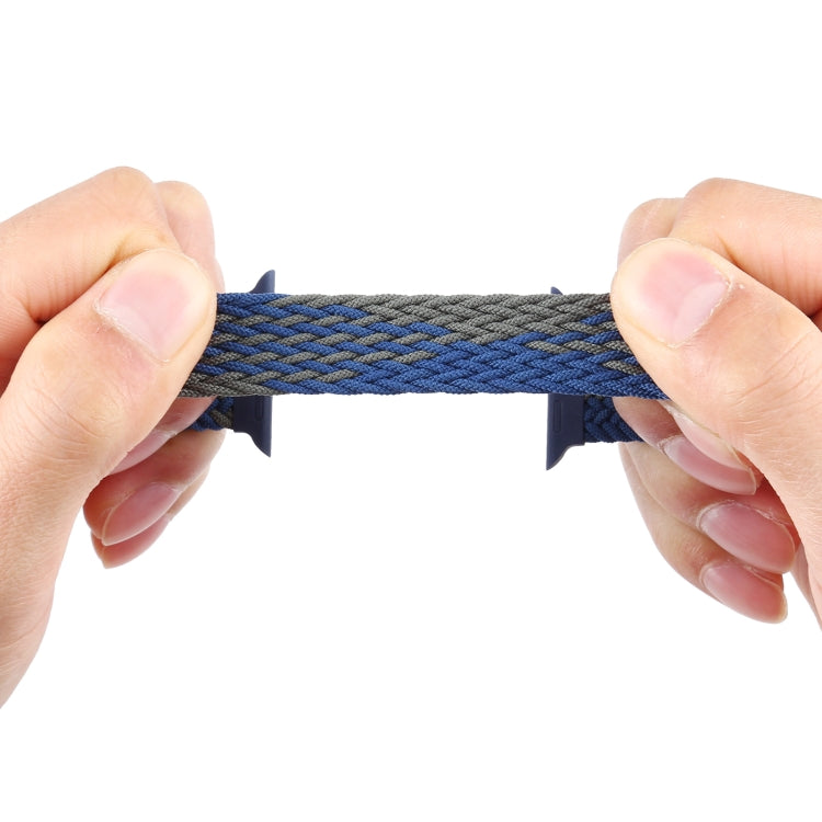 Plastic Buckle Mixed Color Nylon Braided Single Loop Watch Band For Apple Watch Ultra 49mm&Watch Ultra 2 49mm / Series 9&8&7 45mm / SE 3&SE 2&6&SE&5&4 44mm / 3&2&1 42mm, Size:M(Checkered Blue Green) by buy2fix