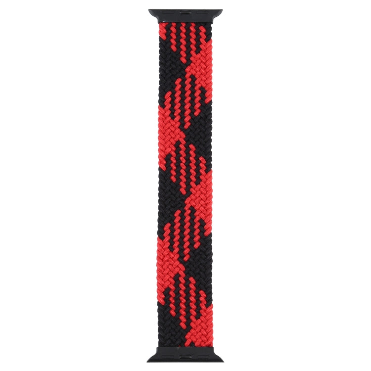 Plastic Buckle Mixed Color Nylon Braided Single Loop Watch Band For Apple Watch Ultra 49mm&Watch Ultra 2 49mm / Series 9&8&7 45mm / SE 3&SE 2&6&SE&5&4 44mm / 3&2&1 42mm, Size:M(Checkered Red Black) by buy2fix