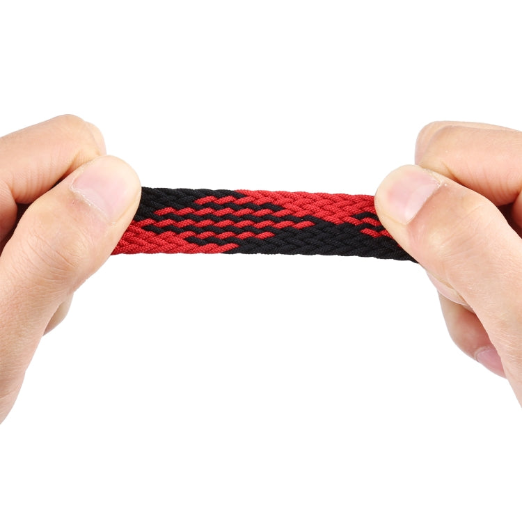 Plastic Buckle Mixed Color Nylon Braided Single Loop Watch Band For Apple Watch Ultra 49mm&Watch Ultra 2 49mm / Series 9&8&7 45mm / SE 3&SE 2&6&SE&5&4 44mm / 3&2&1 42mm, Size:M(Checkered Red Black) by buy2fix