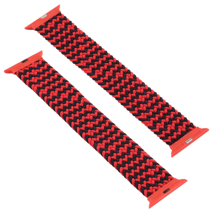 Plastic Buckle Mixed Color Nylon Braided Single Loop Watch Band For Apple Watch Ultra 49mm&Watch Ultra 2 49mm / Series 9&8&7 45mm / SE 3&SE 2&6&SE&5&4 44mm / 3&2&1 42mm, Size:M(Ripple Black Red) by buy2fix