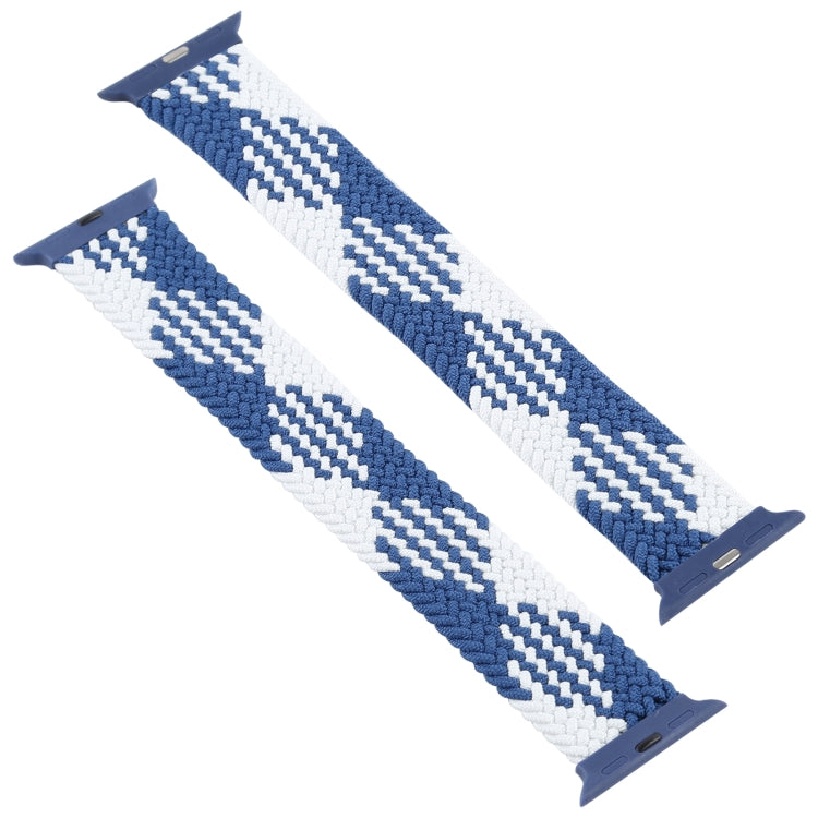Plastic Buckle Mixed Color Nylon Braided Single Loop Watch Band For Apple Watch Ultra 49mm&Watch Ultra 2 49mm / Series 9&8&7 45mm / SE 3&SE 2&6&SE&5&4 44mm / 3&2&1 42mm, Size:L(Checkered Blue White) by buy2fix