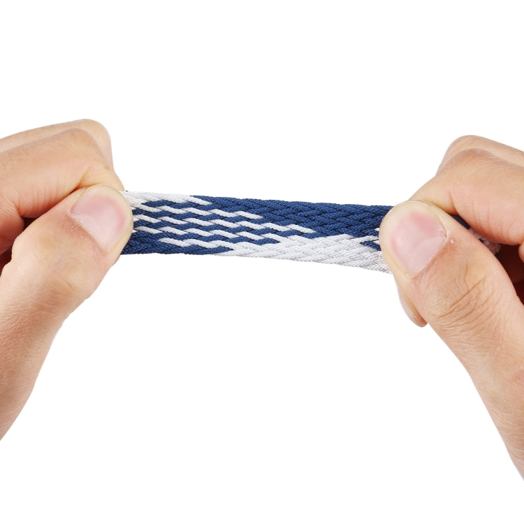 Plastic Buckle Mixed Color Nylon Braided Single Loop Watch Band For Apple Watch Ultra 49mm&Watch Ultra 2 49mm / Series 9&8&7 45mm / SE 3&SE 2&6&SE&5&4 44mm / 3&2&1 42mm, Size:L(Checkered Blue White) by buy2fix