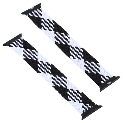 Plastic Buckle Mixed Color Nylon Braided Single Loop Watch Band For Apple Watch Ultra 49mm&Watch Ultra 2 49mm / Series 9&8&7 45mm / SE 3&SE 2&6&SE&5&4 44mm / 3&2&1 42mm, Size:L(Checkered Black White) by buy2fix