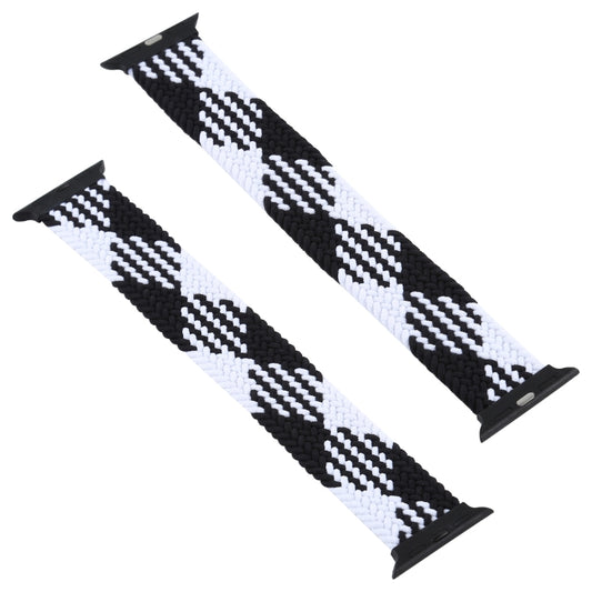 Plastic Buckle Mixed Color Nylon Braided Single Loop Watch Band For Apple Watch Ultra 49mm&Watch Ultra 2 49mm / Series 9&8&7 45mm / SE 3&SE 2&6&SE&5&4 44mm / 3&2&1 42mm, Size:XL(Checkered Black White) by buy2fix