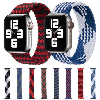 Plastic Buckle Mixed Color Nylon Braided Single Loop Watch Band For Apple Watch Ultra 49mm&Watch Ultra 2 49mm / Series 9&8&7 45mm / SE 3&SE 2&6&SE&5&4 44mm / 3&2&1 42mm, Size:XL(Camouflage Blue) by buy2fix