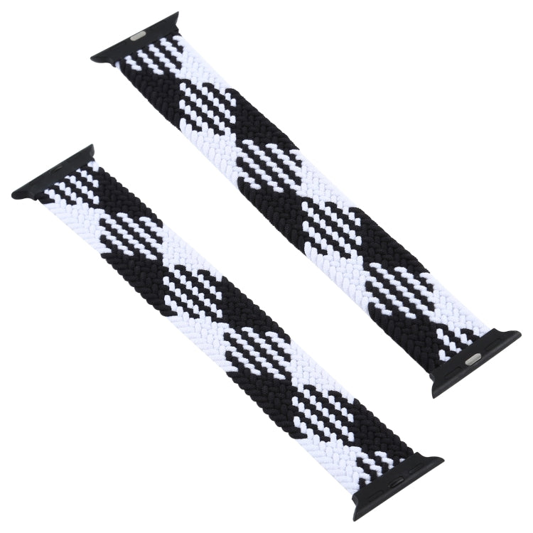 Plastic Buckle Mixed Color Nylon Braided Single Loop Watch Band For Apple Watch Ultra 49mm&Watch Ultra 2 49mm / Series 9&8&7 45mm / SE 3&SE 2&6&SE&5&4 44mm / 3&2&1 42mm, Size:XXL(Checkered Black White) by buy2fix