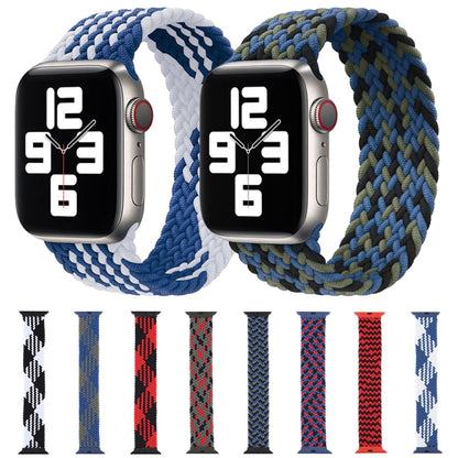 Plastic Buckle Mixed Color Nylon Braided Single Loop Watch Band For Apple Watch Ultra 49mm&Watch Ultra 2 49mm / Series 9&8&7 45mm / SE 3&SE 2&6&SE&5&4 44mm / 3&2&1 42mm, Size:XXL(Checkered Blue Green) by buy2fix