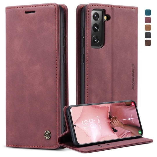 For Samsung Galaxy S21 5G CaseMe 013 Multifunctional Horizontal Flip Leather Case with Holder & Card Slot & Wallet(Wine Red)