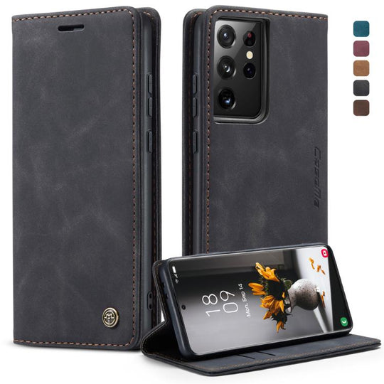 For Samsung Galaxy S21 Ultra 5G CaseMe 013 Multifunctional Horizontal Flip Leather Case with Holder & Card Slot & Wallet(Black)