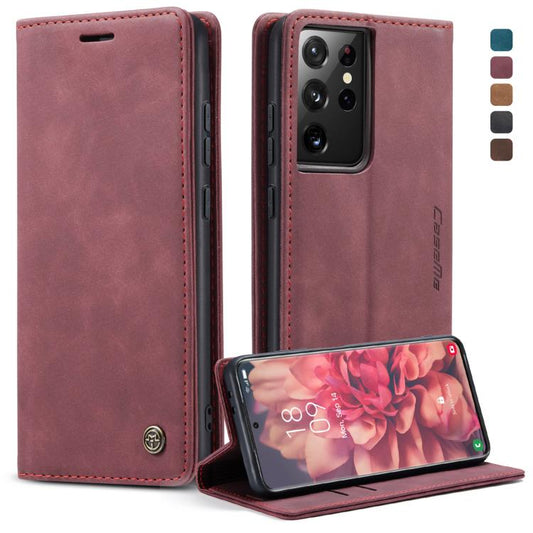 For Samsung Galaxy S21 Ultra 5G CaseMe 013 Multifunctional Horizontal Flip Leather Case with Holder & Card Slot & Wallet(Wine Red) - Galaxy S21 Ultra 5G Cases by CaseMe | Online Shopping UK | buy2fix