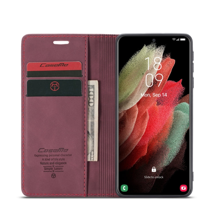 For Samsung Galaxy S21 Ultra 5G CaseMe 013 Multifunctional Horizontal Flip Leather Case with Holder & Card Slot & Wallet(Wine Red) - Galaxy S21 Ultra 5G Cases by CaseMe | Online Shopping UK | buy2fix