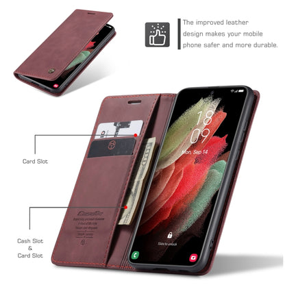 For Samsung Galaxy S21 Ultra 5G CaseMe 013 Multifunctional Horizontal Flip Leather Case with Holder & Card Slot & Wallet(Wine Red) - Galaxy S21 Ultra 5G Cases by CaseMe | Online Shopping UK | buy2fix