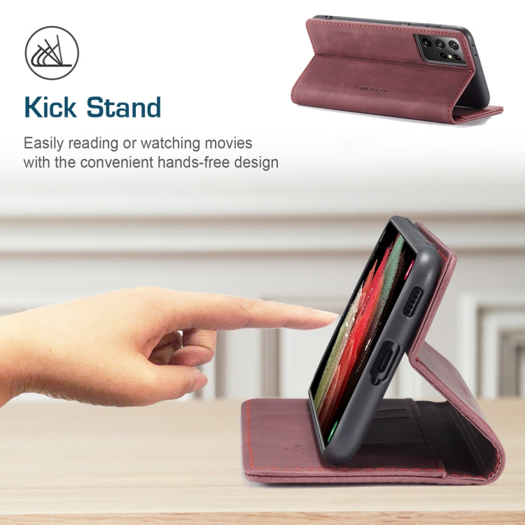 For Samsung Galaxy S21 Ultra 5G CaseMe 013 Multifunctional Horizontal Flip Leather Case with Holder & Card Slot & Wallet(Wine Red) - Galaxy S21 Ultra 5G Cases by CaseMe | Online Shopping UK | buy2fix