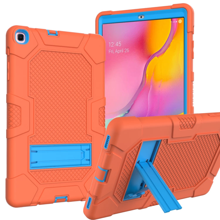 For Samsung Galaxy Tab A 10.1 (2019) / T510 Contrast Color Robot Shockproof Silicone + PC Protective Case with Holder(Orange Blue) - Tab A 10.1 (2019) T510 / T515 by buy2fix | Online Shopping UK | buy2fix