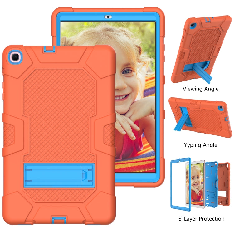 For Samsung Galaxy Tab A 10.1 (2019) / T510 Contrast Color Robot Shockproof Silicone + PC Protective Case with Holder(Orange Blue) - Tab A 10.1 (2019) T510 / T515 by buy2fix | Online Shopping UK | buy2fix