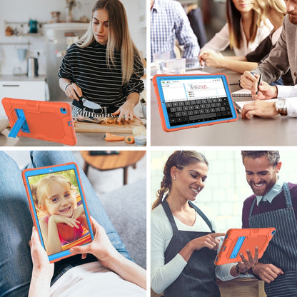For Samsung Galaxy Tab A 10.1 (2019) / T510 Contrast Color Robot Shockproof Silicone + PC Protective Case with Holder(Orange Blue) - Tab A 10.1 (2019) T510 / T515 by buy2fix | Online Shopping UK | buy2fix