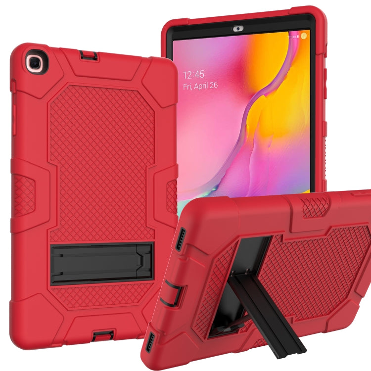 For Samsung Galaxy Tab A 10.1 (2019) / T510 Contrast Color Robot Shockproof Silicone + PC Protective Case with Holder(Red Black) - Tab A 10.1 (2019) T510 / T515 by buy2fix | Online Shopping UK | buy2fix