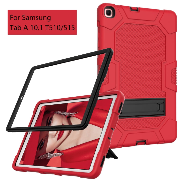 For Samsung Galaxy Tab A 10.1 (2019) / T510 Contrast Color Robot Shockproof Silicone + PC Protective Case with Holder(Red Black) - Tab A 10.1 (2019) T510 / T515 by buy2fix | Online Shopping UK | buy2fix